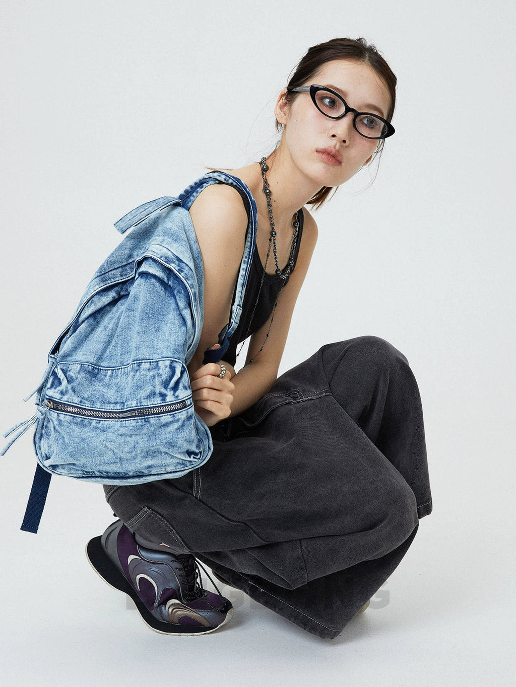 BINGBONG Wash Denim Blue Backpack Spice Girls Canvas Backpack