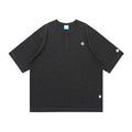 BENT IDEA Embroidery Simple Henry Collar Casual Tee