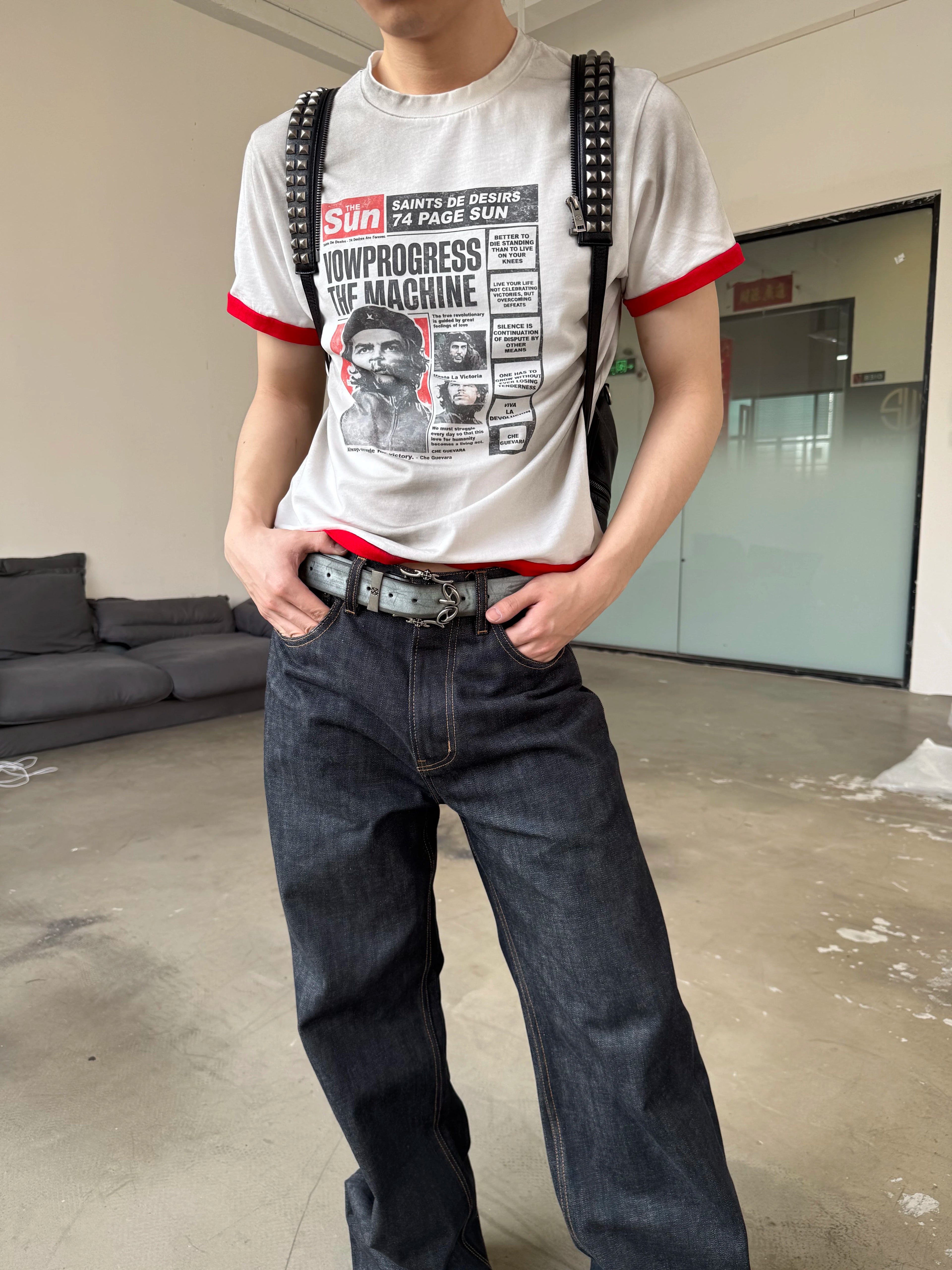 VOWPROGRESS Contrast Casual Round Neck Tee