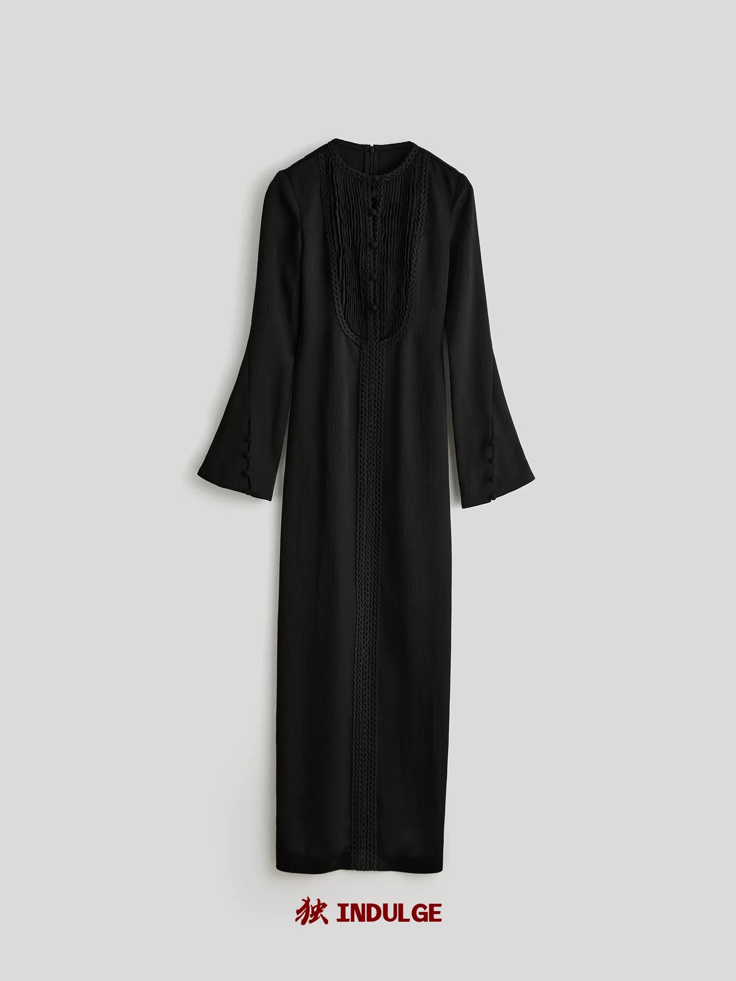 INDULGE Crew Neck Slim Sleeve Long Sleeve Dress