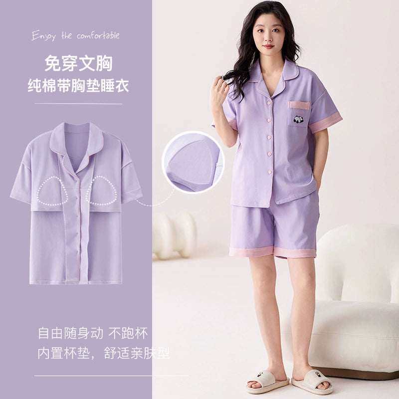 Urban Butterfly with Chest Pad Long Sleeve Three-piece Set Loungewear