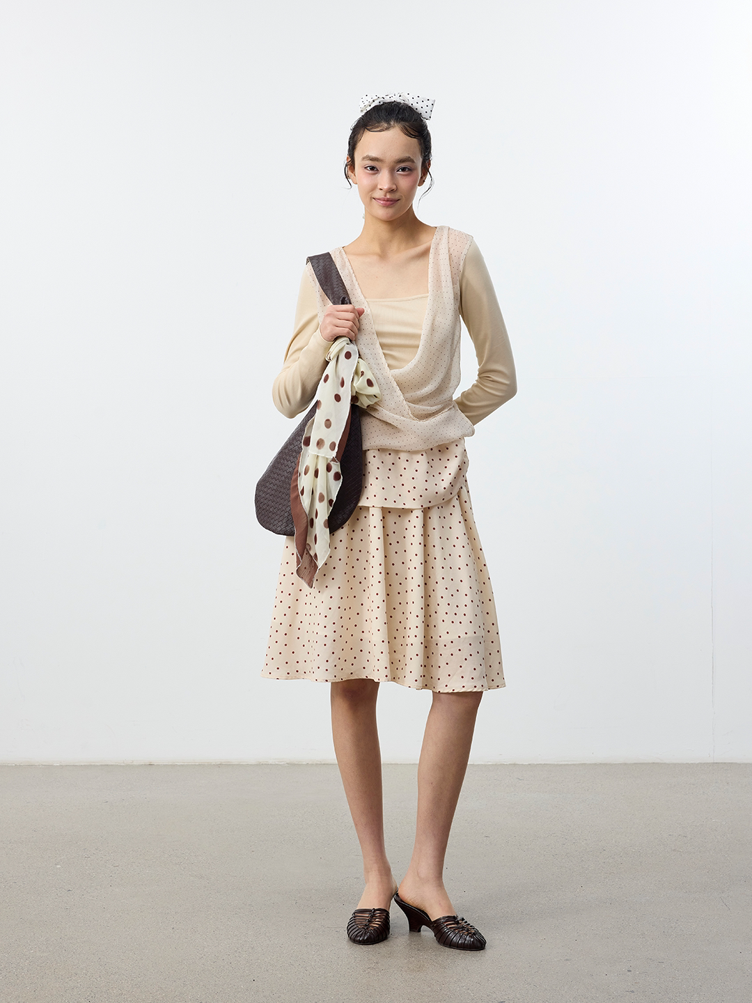 Set for life Polka dot fake two-piece knitted sweater