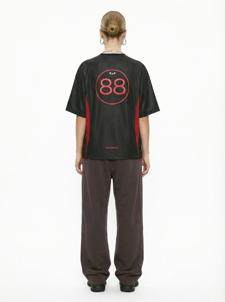 Inflation Contrast Splicing Shoulder Jacket Short Sleeve T-Shirt