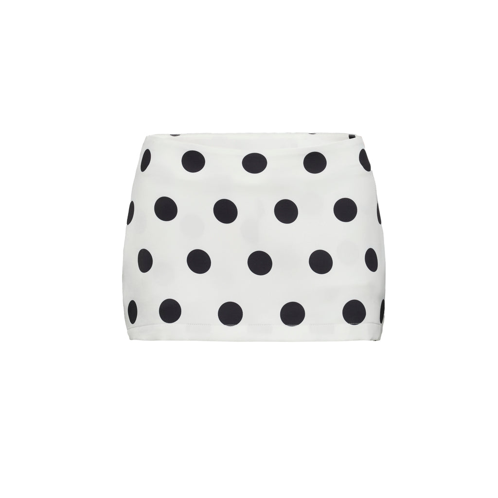 Veryrareme Super Short Low Waist Polka Dot Satin Skirt