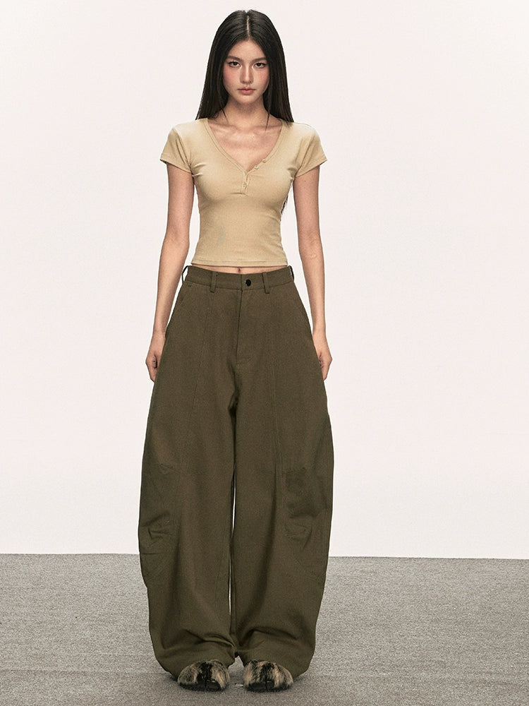 Anna Aneae V-neck Henry Neck Narrow Shoulder Tee