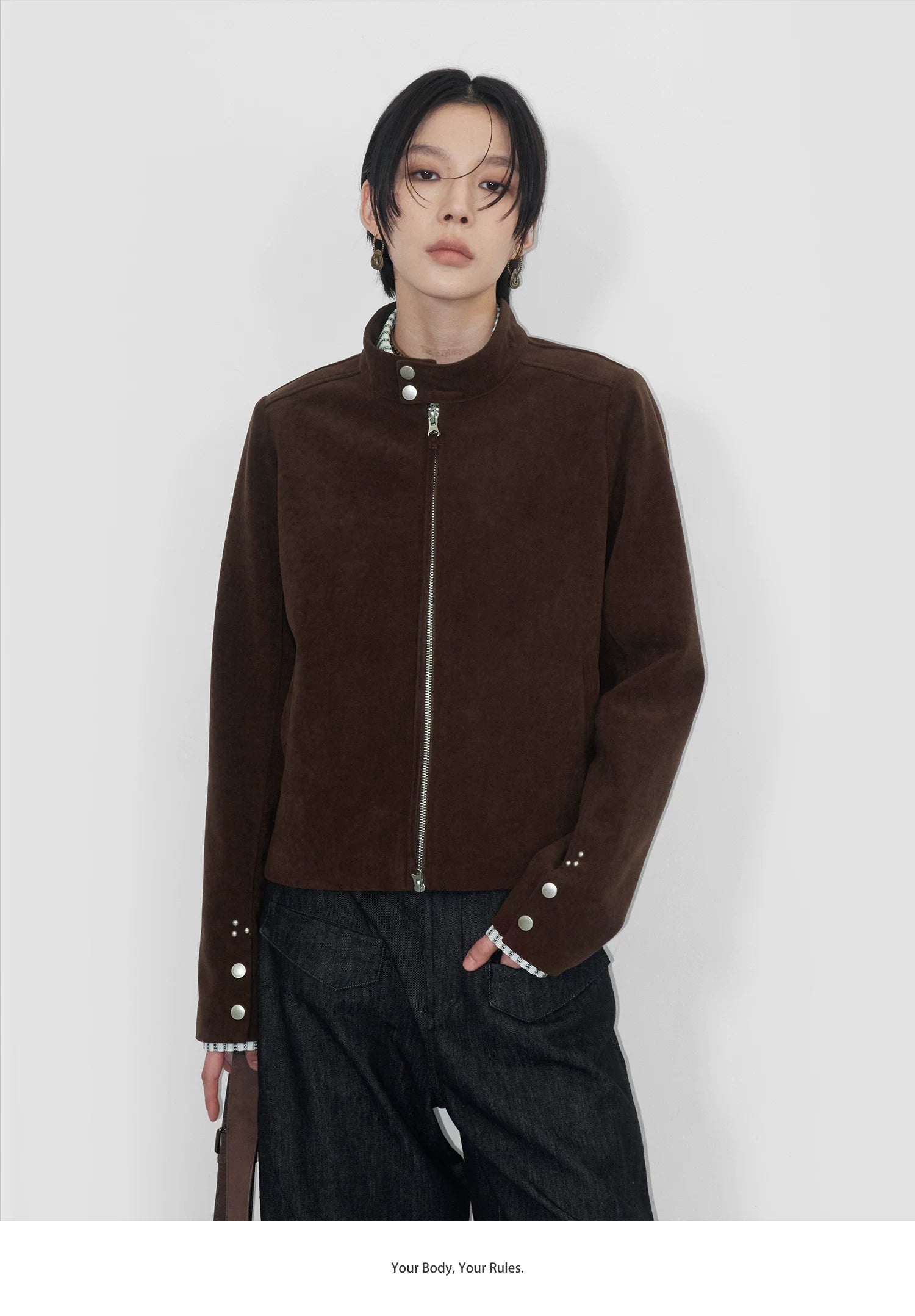 Sameuoo Neutral Stand-up Collar Short Jacket