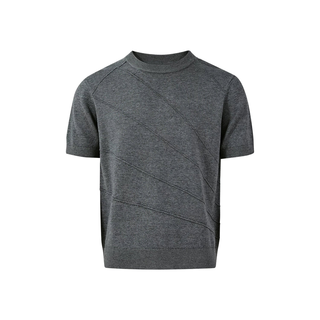 KREATE Front Shoulder Three-dimensional Jacquard Crew Neck Knitted Tee