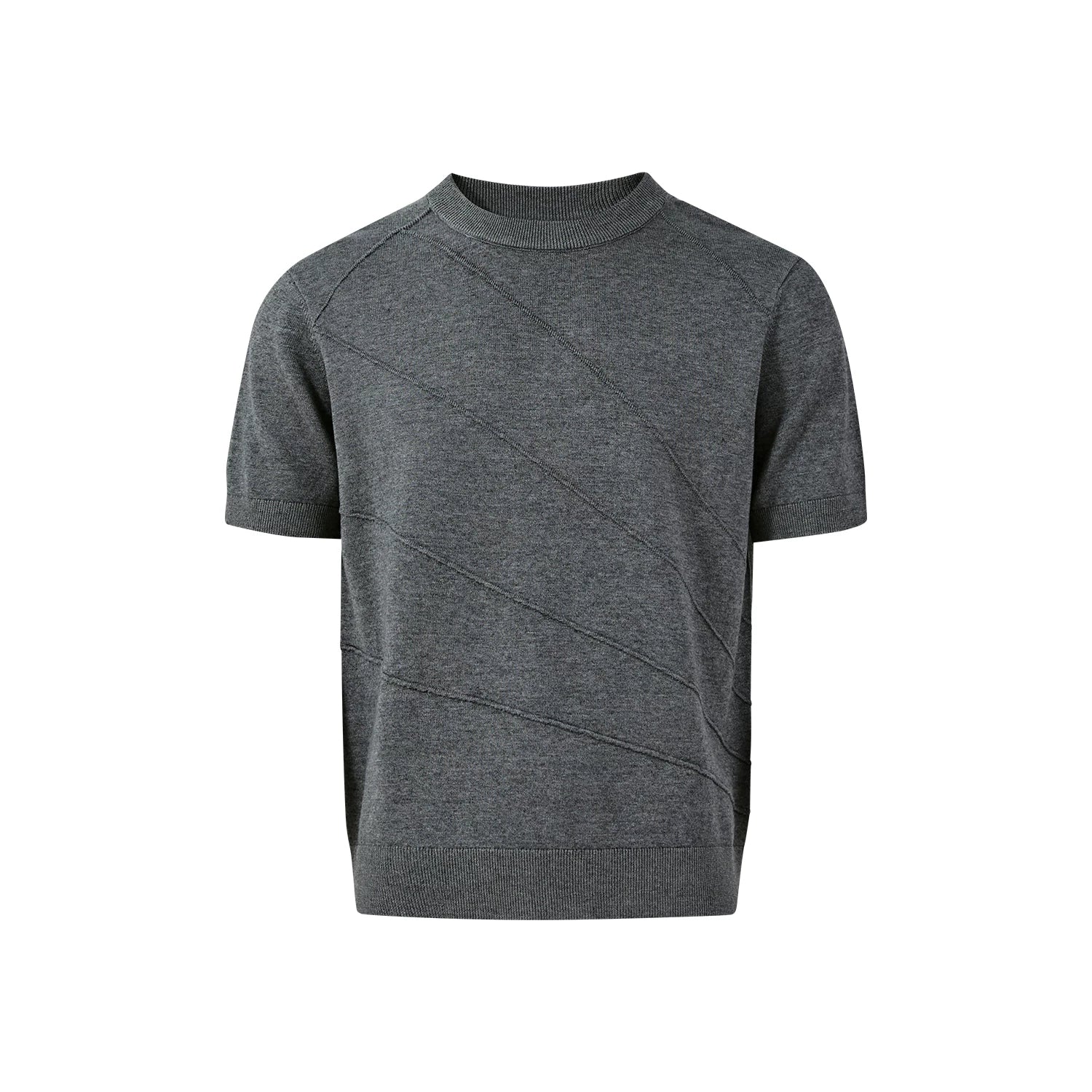 KREATE Front Shoulder Three-dimensional Jacquard Crew Neck Knitted Tee