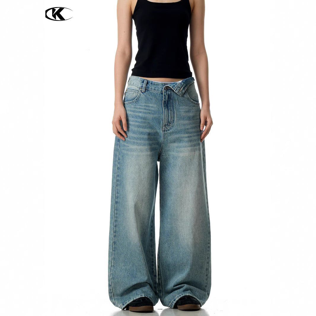 11KN Retro Loose Casual Three-dimensional Jeans