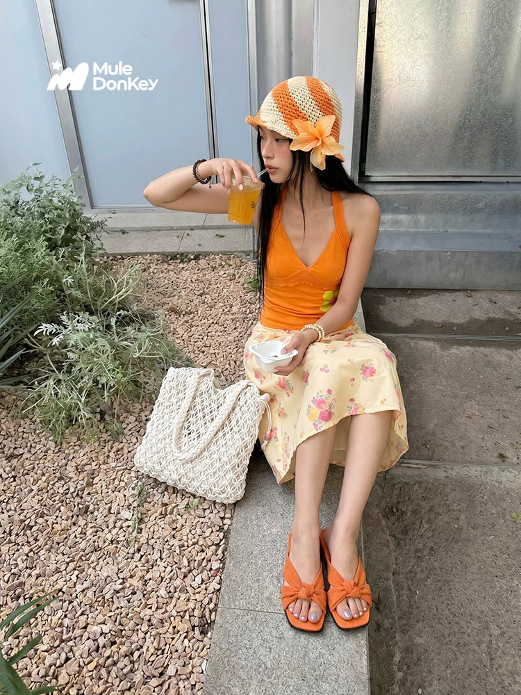 Donkey Wedges with Bow and Sandals