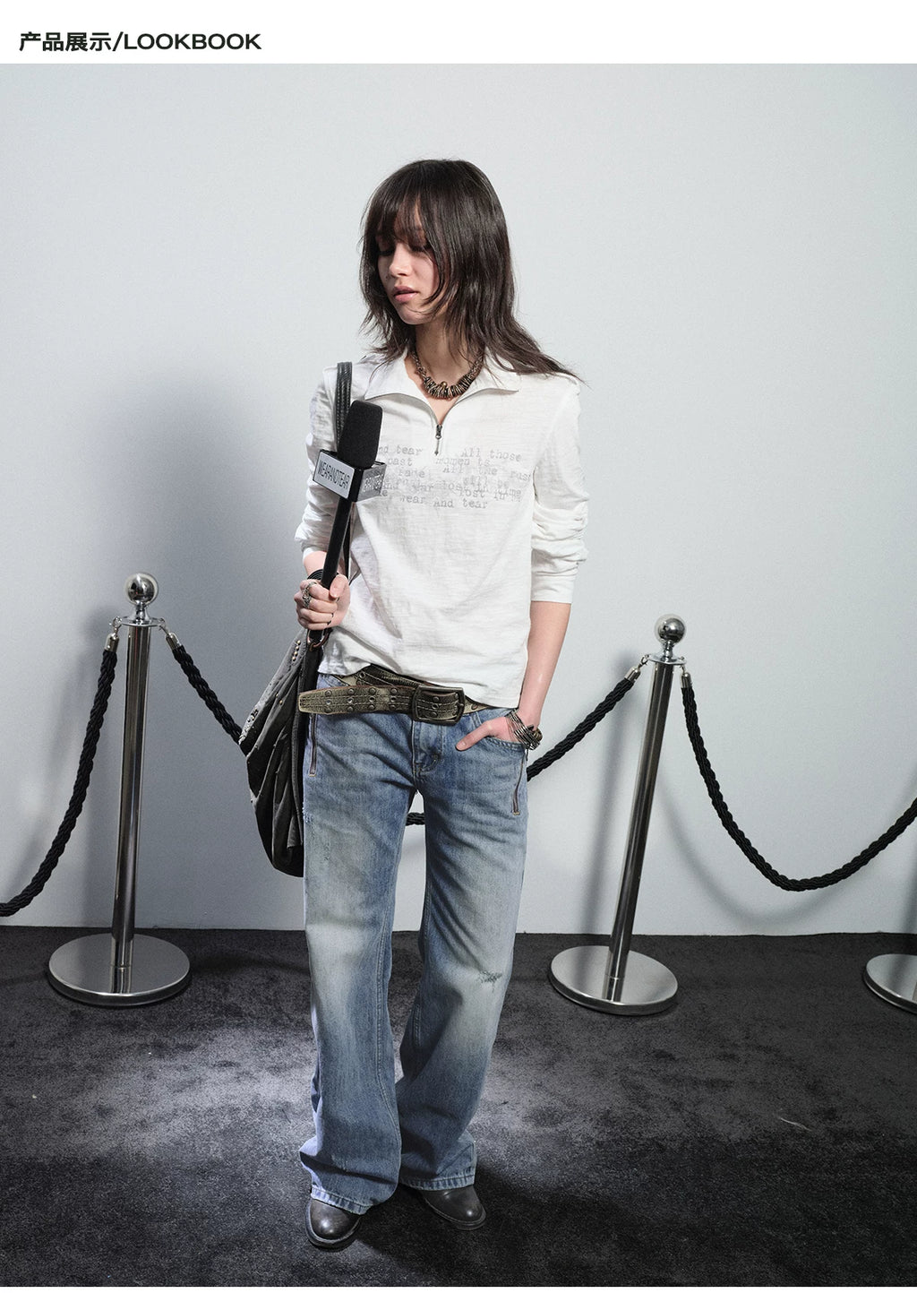 WearAndtear Double Zipper Contrasting Low-rise Jeans