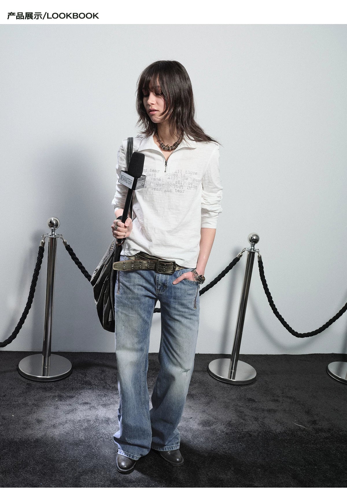 WearAndtear Double Zipper Contrasting Low-rise Jeans