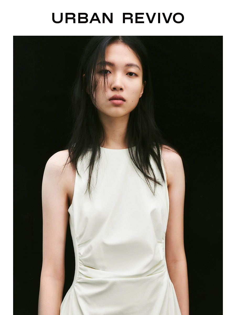 URBAN REVIVO Temperament Pleated Waist Short Dress
