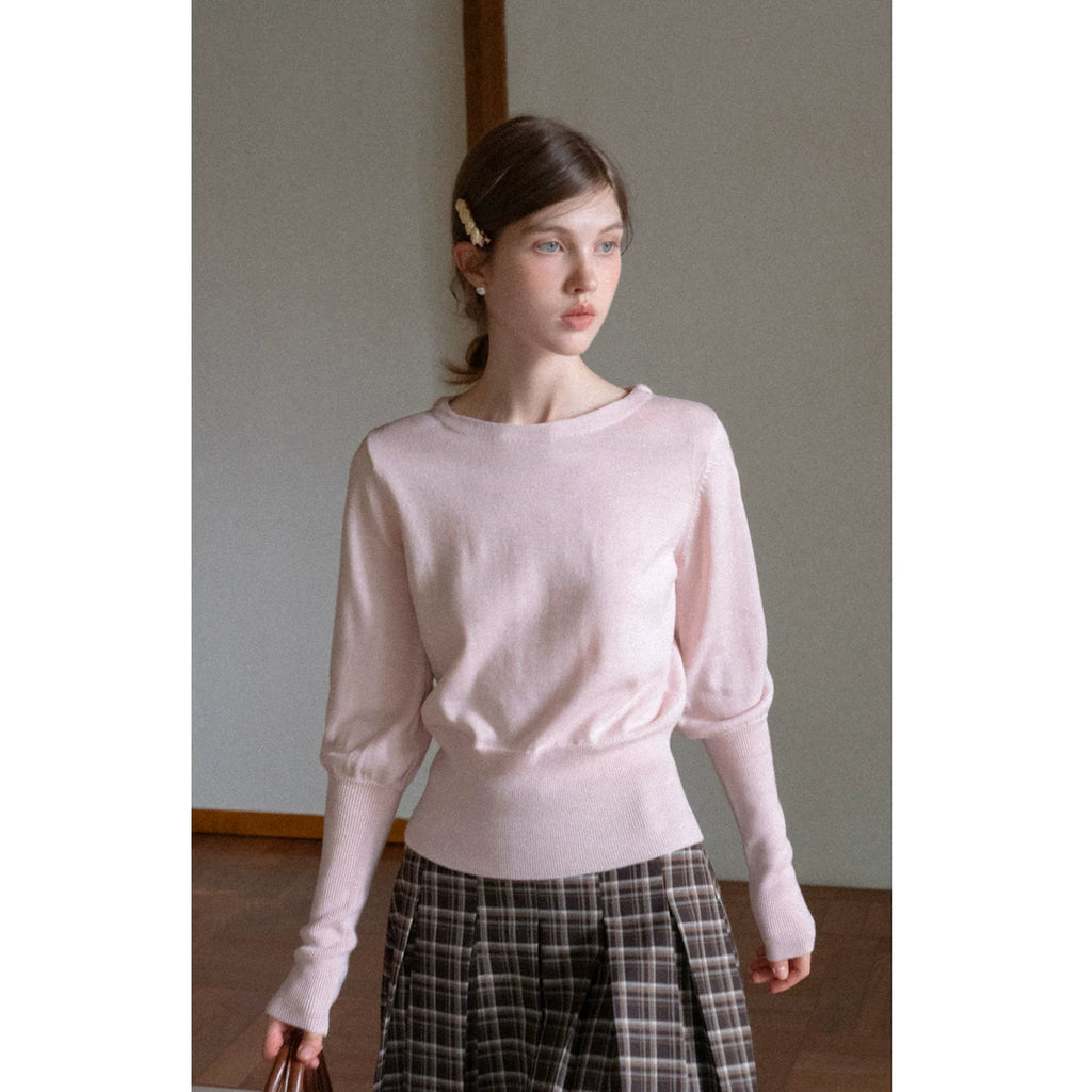 EGGKA Crew Neck Waist Wool Knitted Sweater