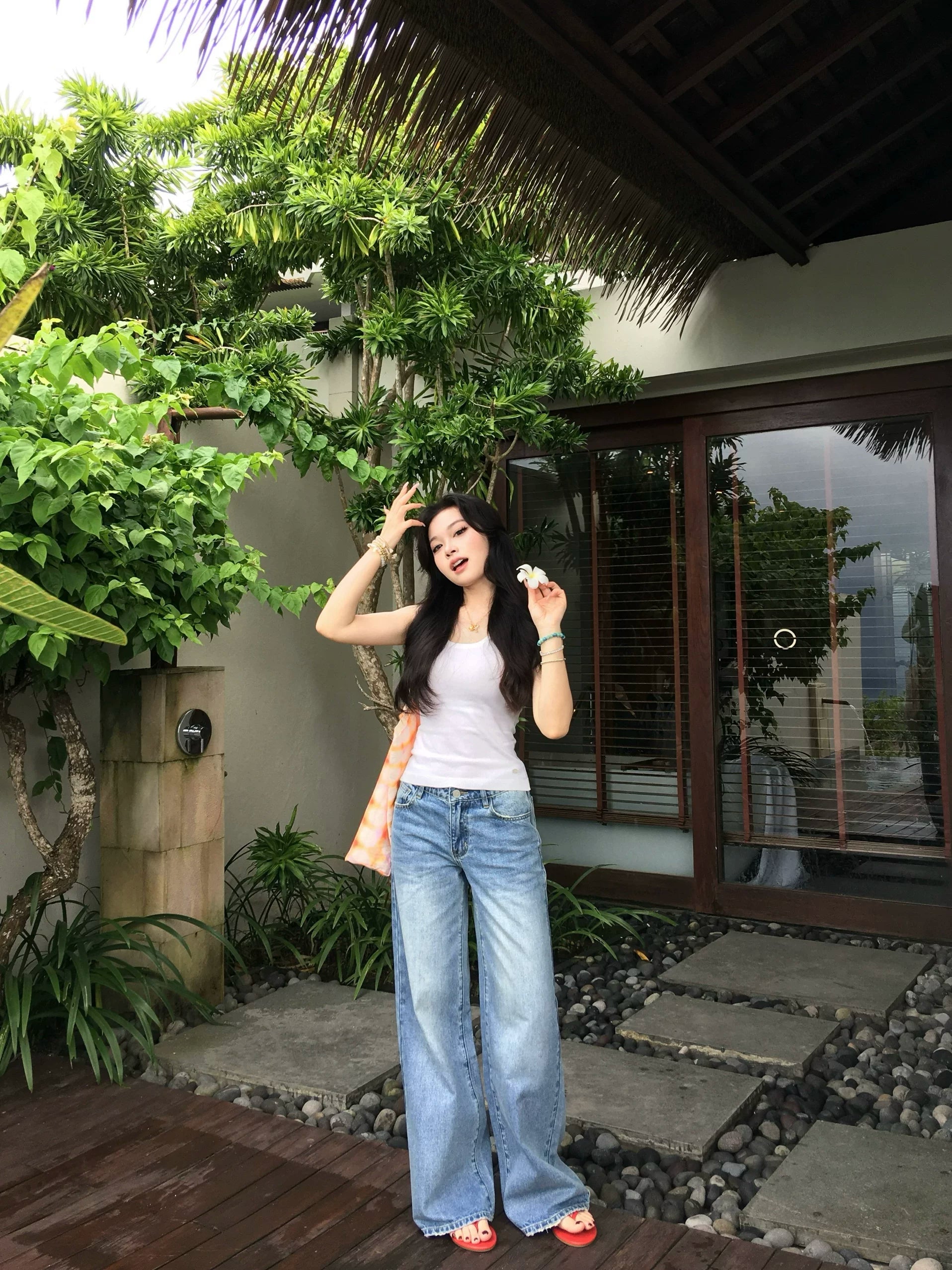 Popchee High Waist Wide Leg Jeans