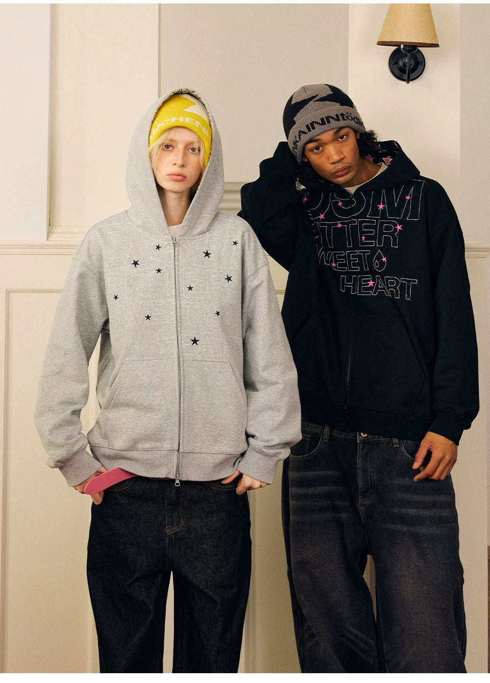 DONSMOKE Star Stitching Loose and Comfortable Contrasting Coat