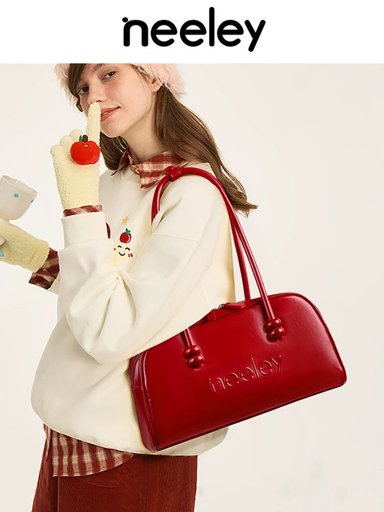 Neeley Leather Boston Bag Underarm Bag Large Capacity