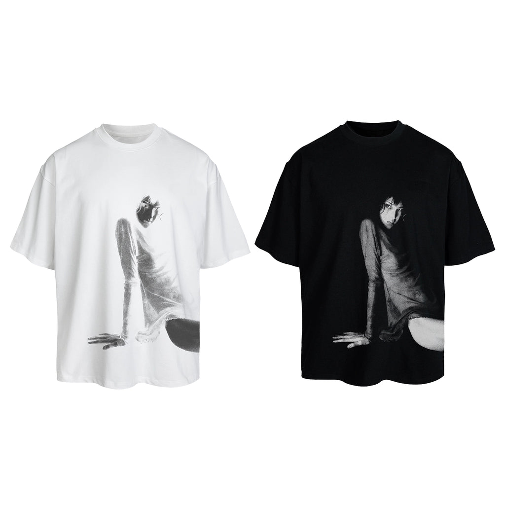 WANNA LAB Portrait Retro Print Loose Tee