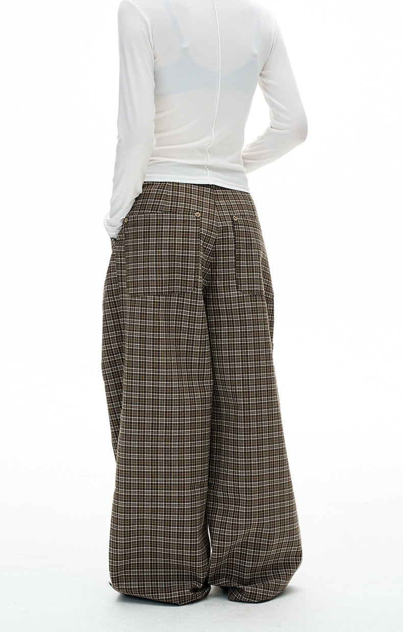 MADWITCH Vintage Pleated Plaid Slacks