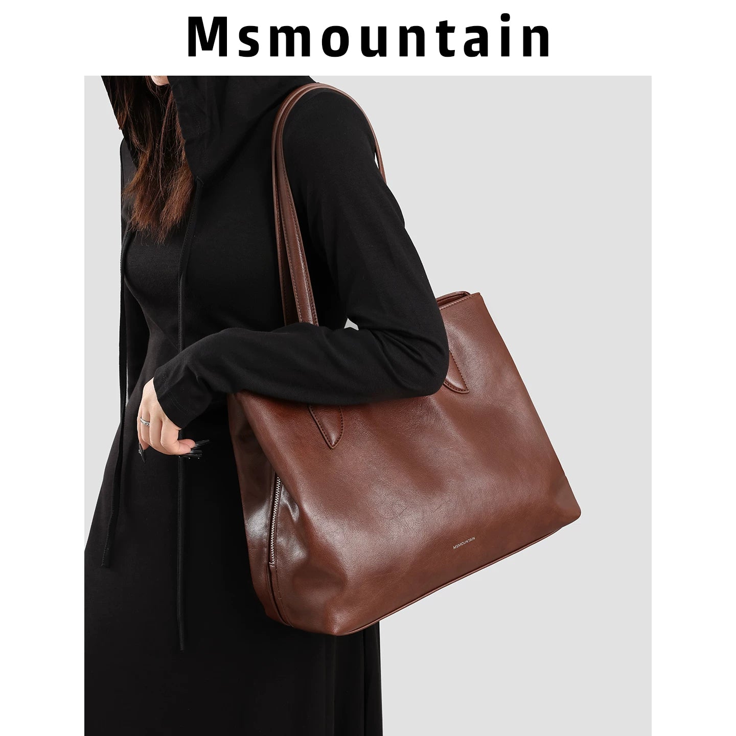 Msmountain Leather Niche Large Capacity Tote Bag