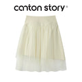 Cantonstory High Waist Thin Mesh A Word Skirt
