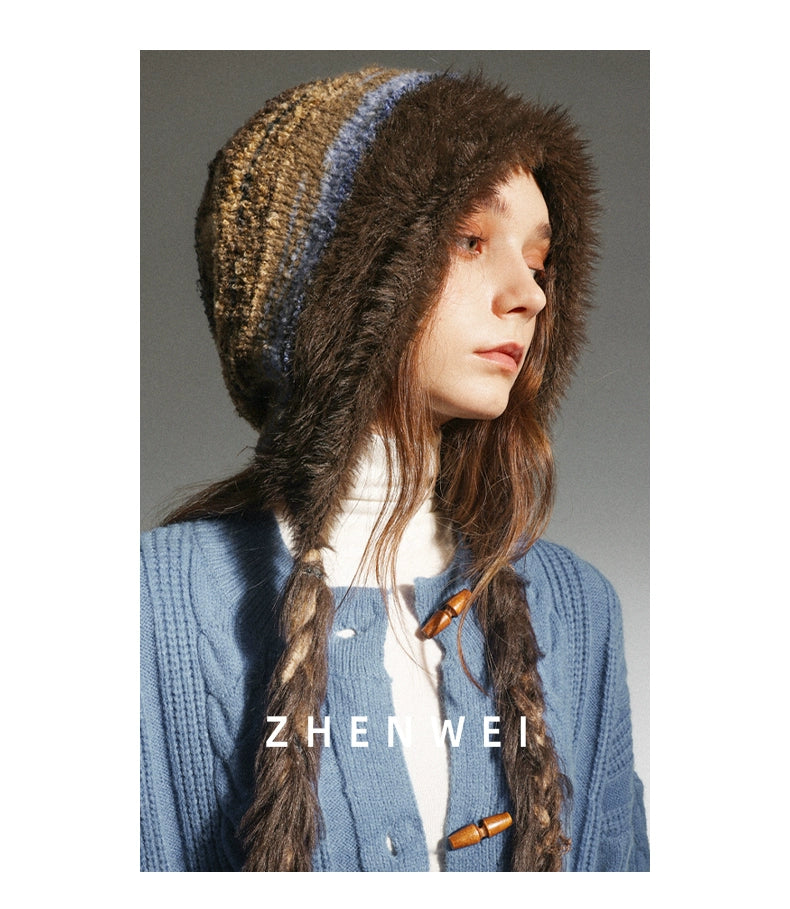 ZHENWEI Knitted Plush Plush Thick Ear Protection Wool Cap
