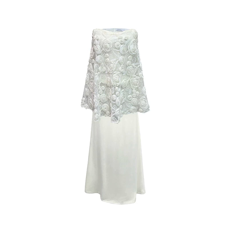 J TheChosen Embroidered Floral Sequin Tube Top Fishtail Skirt Tulle Set