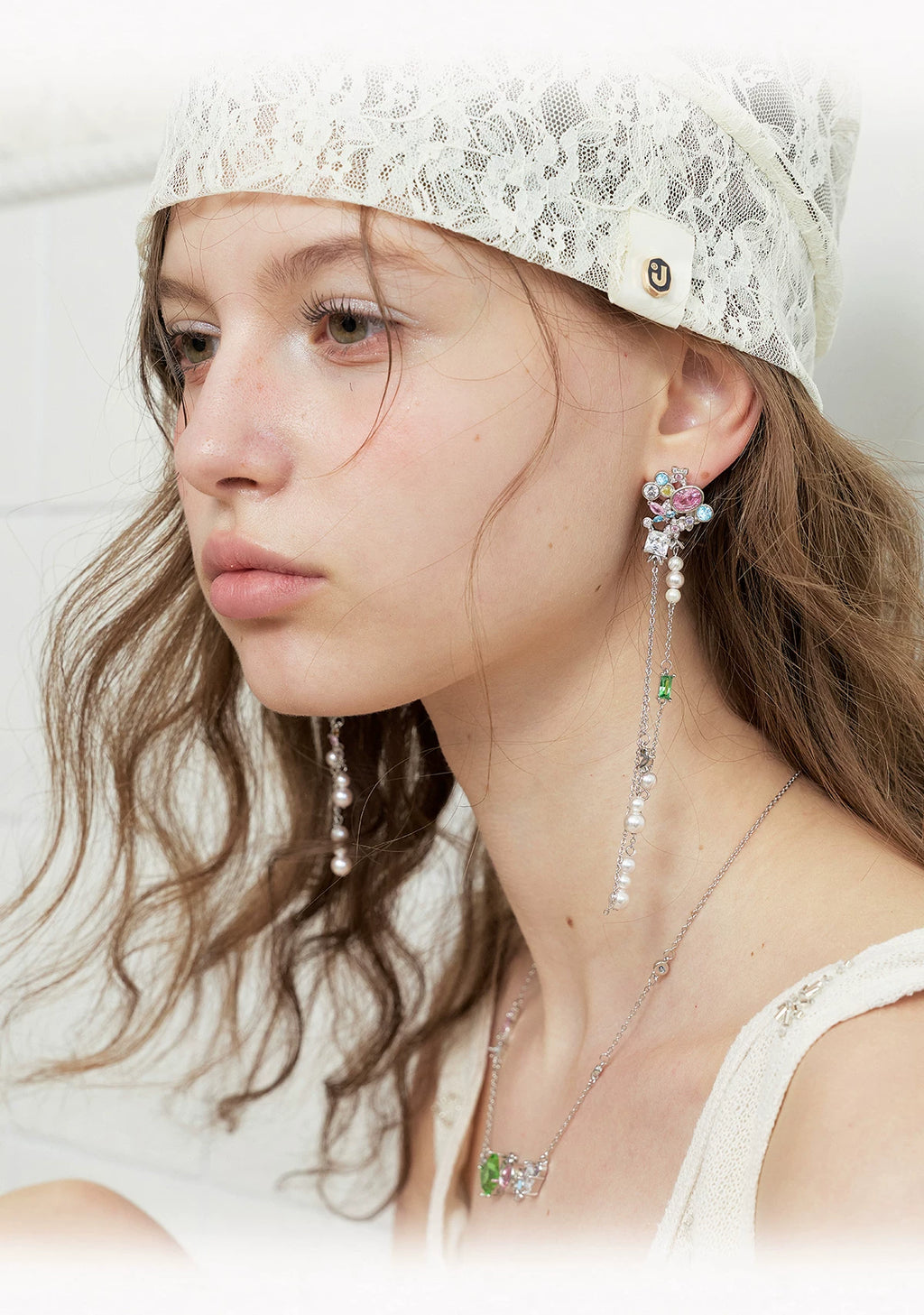 PP Colored Diamond Pearl Fringed Earrings