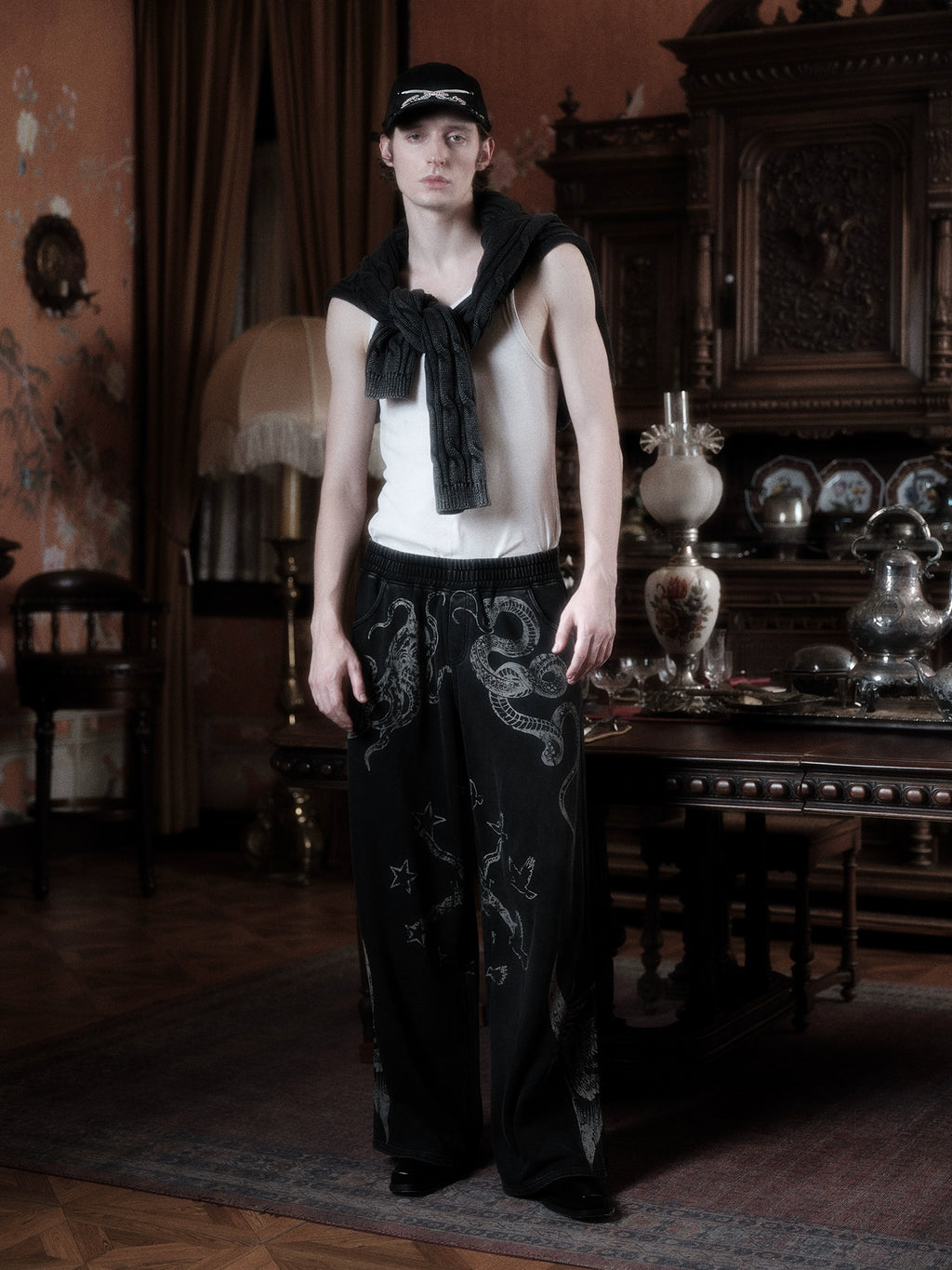 WANNA LAB Graffiti Hand-painted Old Straight Sweatpants