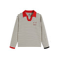 ATRY Striped Retro Loose Contrast Lapel Long Sleeve