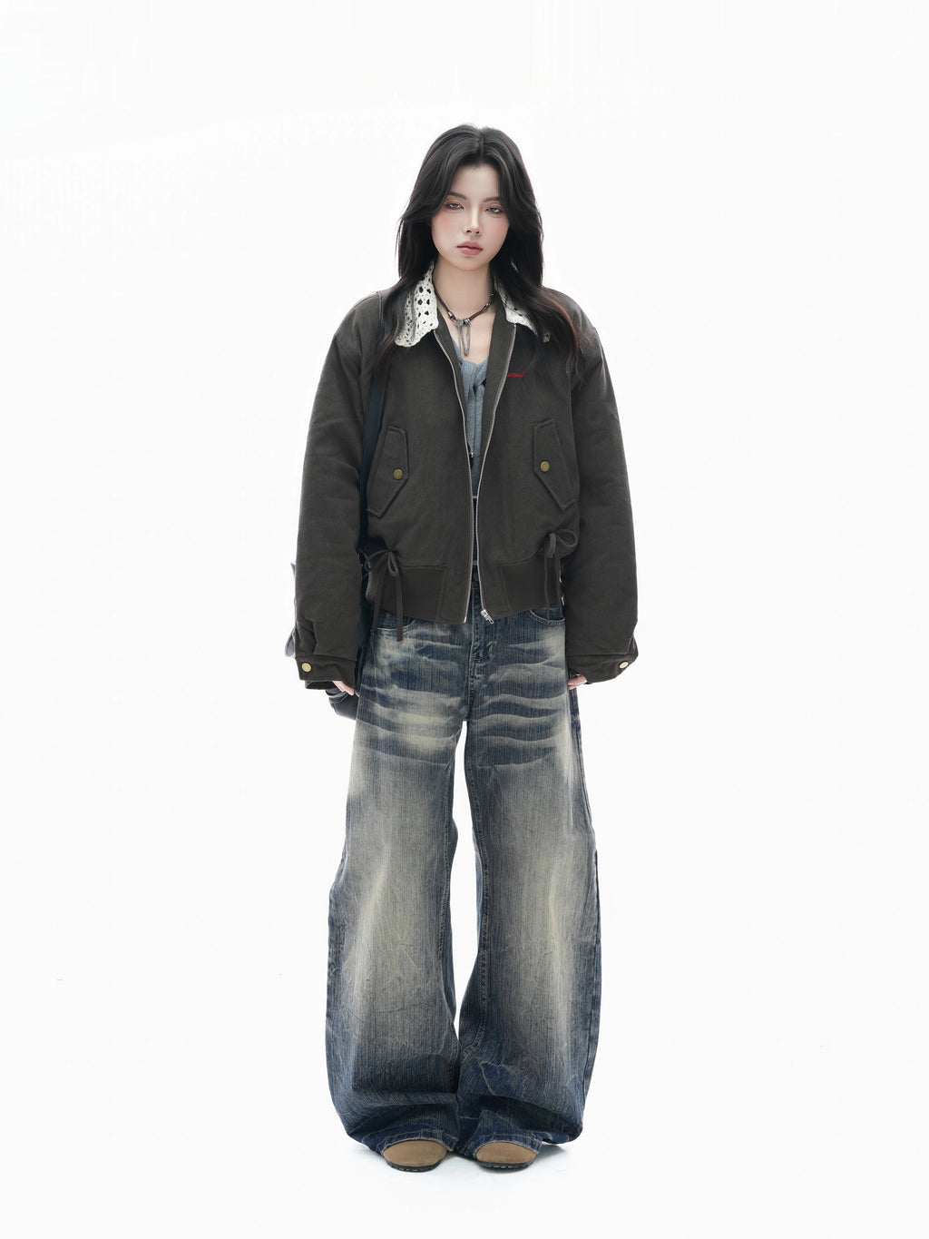 Zuocisankon Vintage Lace Lapel Jacket