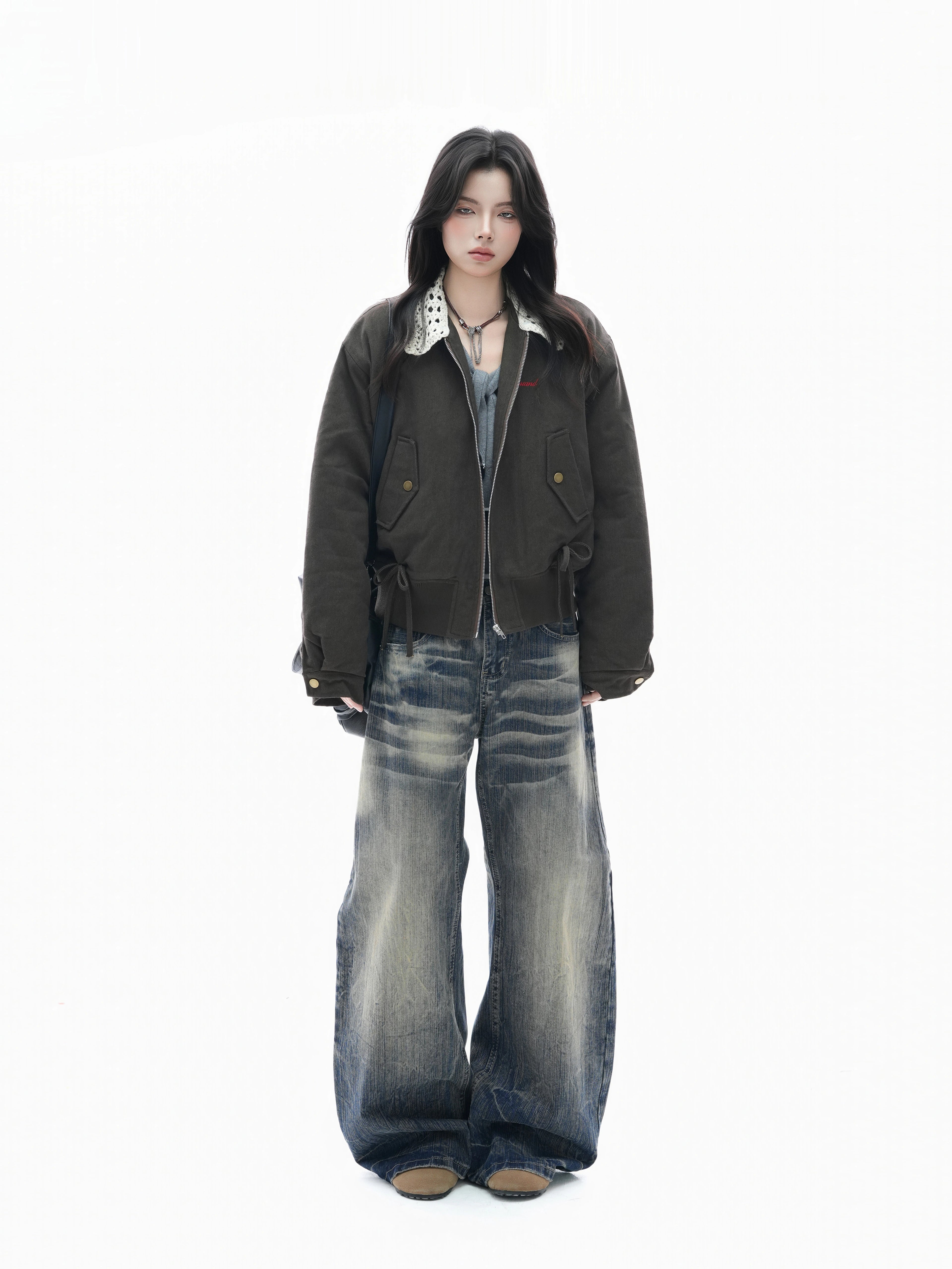 Zuocisankon Vintage Lace Lapel Jacket