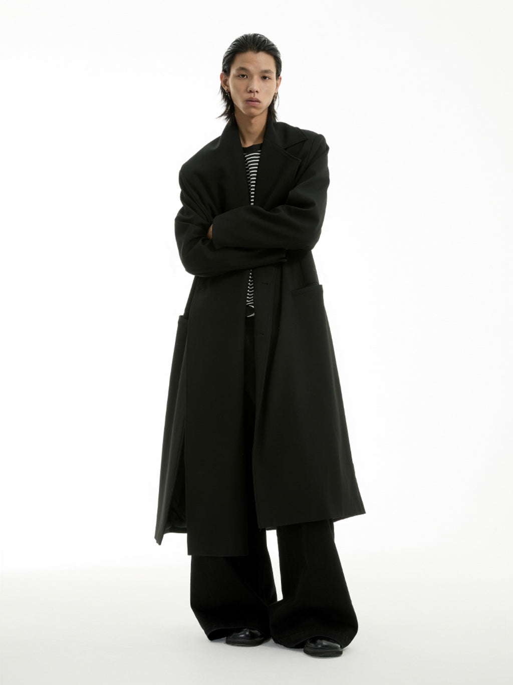 FUNKYFUN Long Blazer with Scarf Design