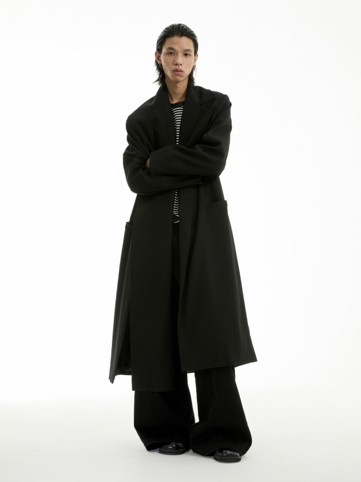 FUNKYFUN Long Blazer with Scarf Design