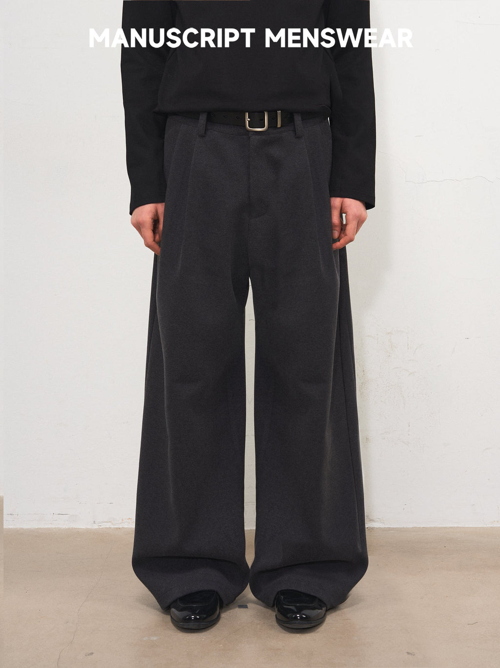 MANUSCRIPT Wide-leg Casual Woolen Trousers
