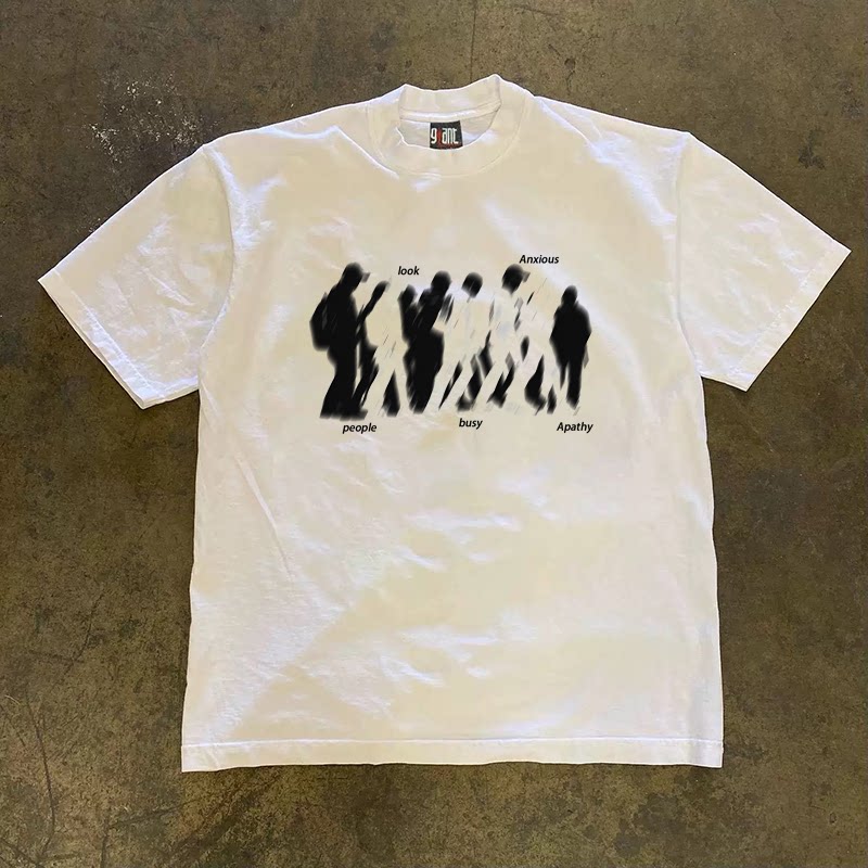 UPUPXIA Figure Silhouette Print Loose Tee