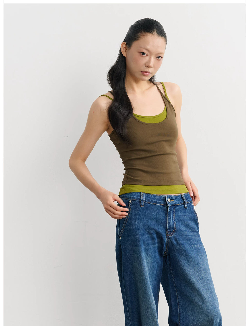 LINY LIBERTY Fake Two-piece Contrasting Sling Vest