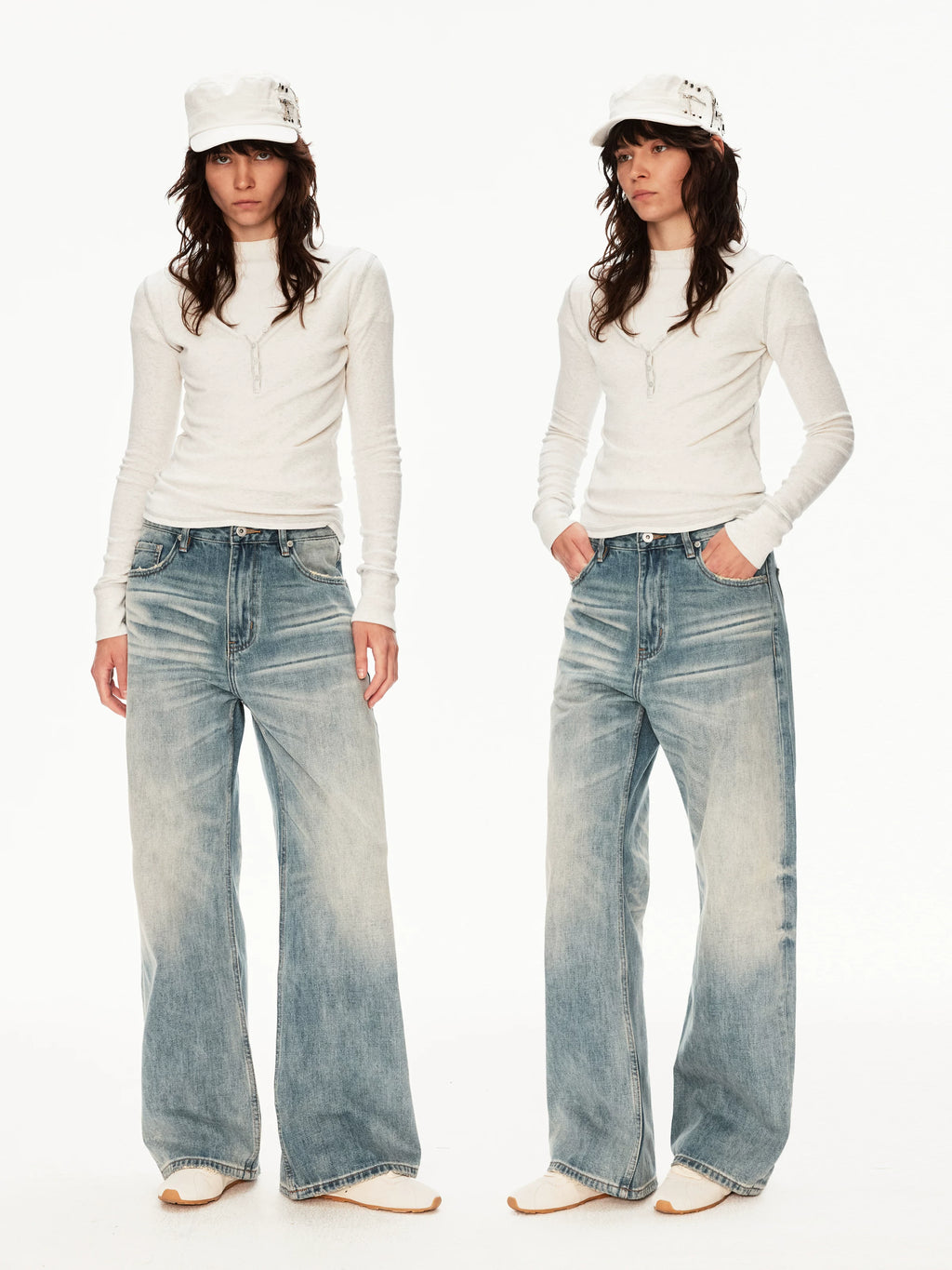 MADWITCH Worn Loose Straight Jeans