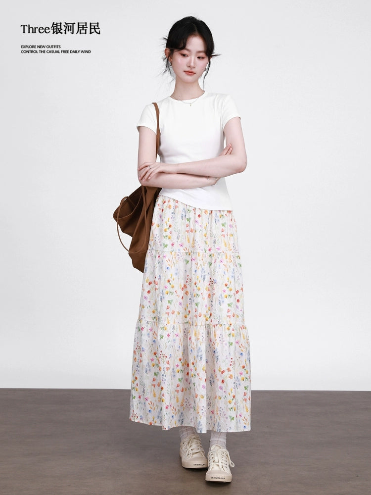 Three High Waist Thin Floral Skirts