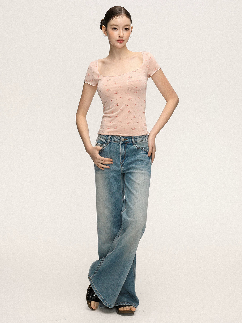 Anna Aneae High Waist Slim Loose Straight Mopping Jeans