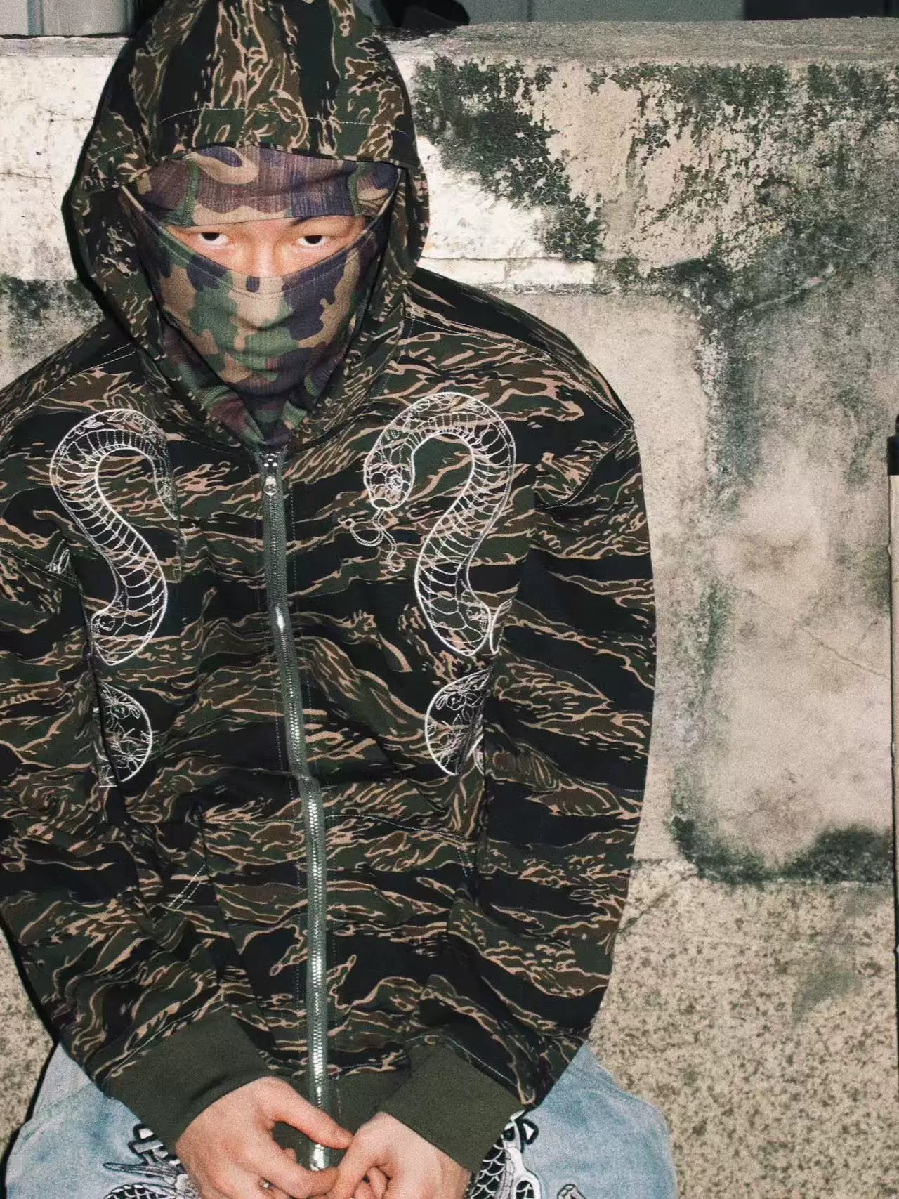 GameOne  Tiger Hip Hop Camo Vintage Cardigan Sweater
