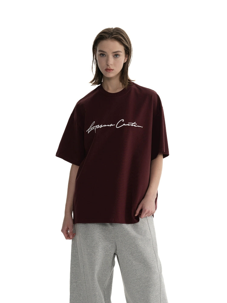 Loopsoon Loose Trend Printed Letter Logo Tee