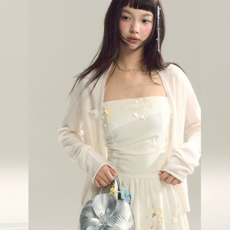 SASSY MOODY Hollow and Thin Waist Splicing Holiday Suspender Dress