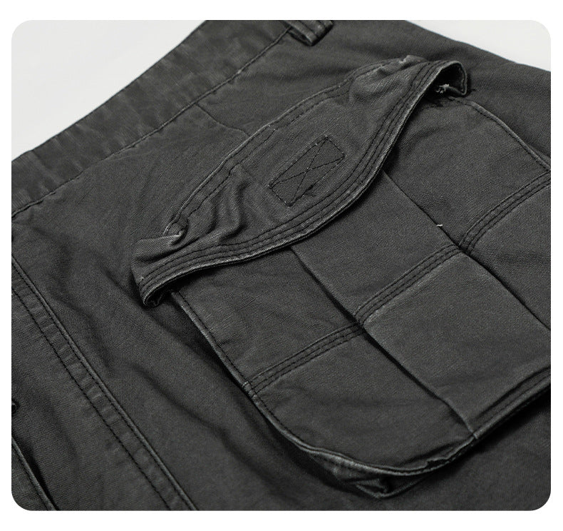 11KN wide-leg washed pure cotton old retro pants