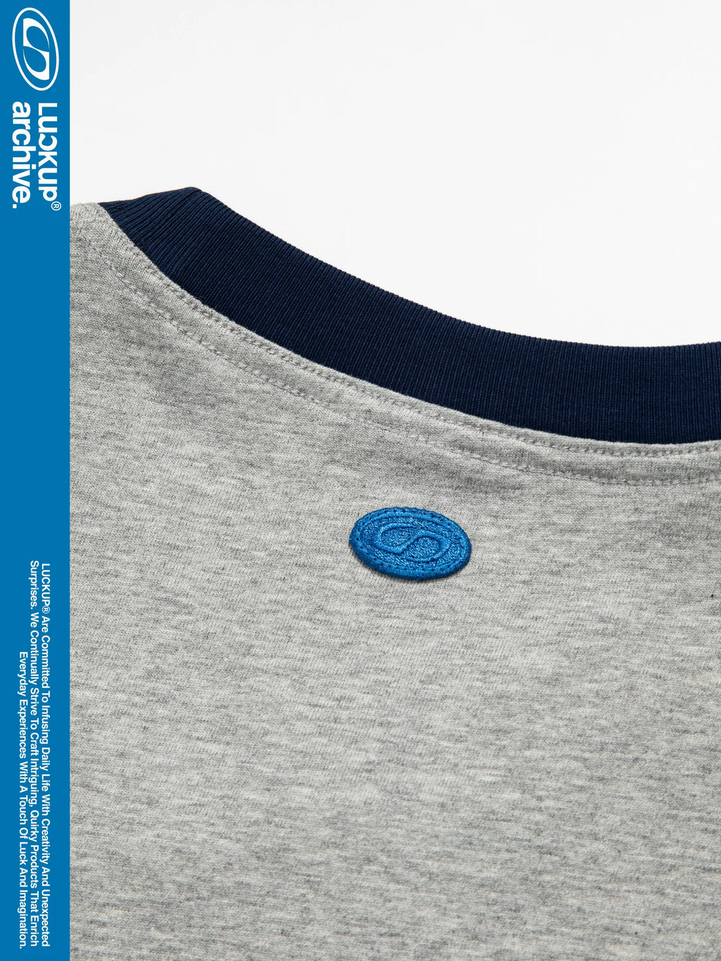LUCKUP Retro Contrasting Collar Crew Neck Casual Tee