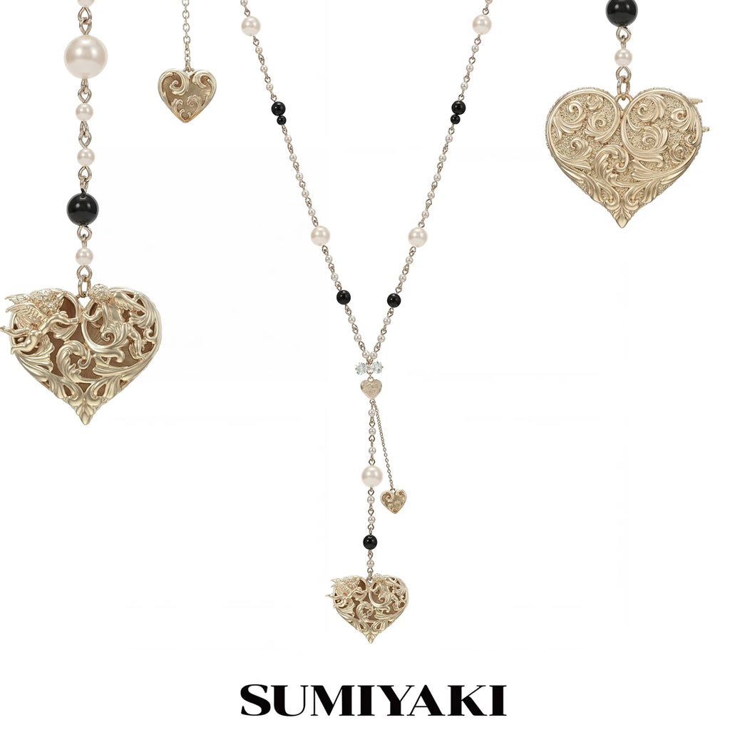 SUMIYAKI Angel Love Double-sided Y-shaped Stacked Necklace