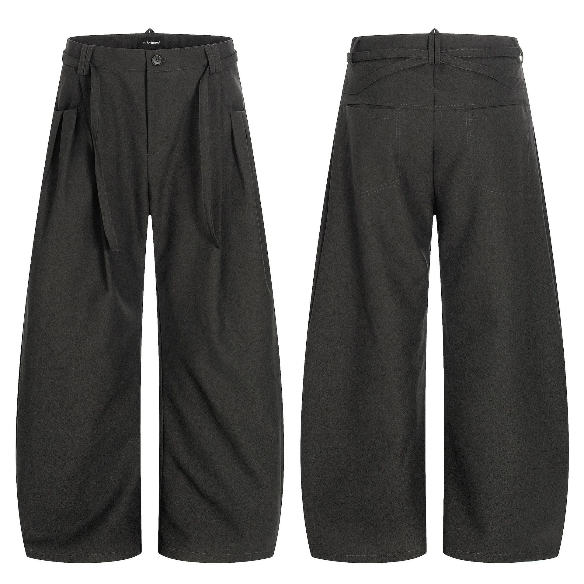 11KN Drawstring Retro Pleated Loose and Thin Trousers