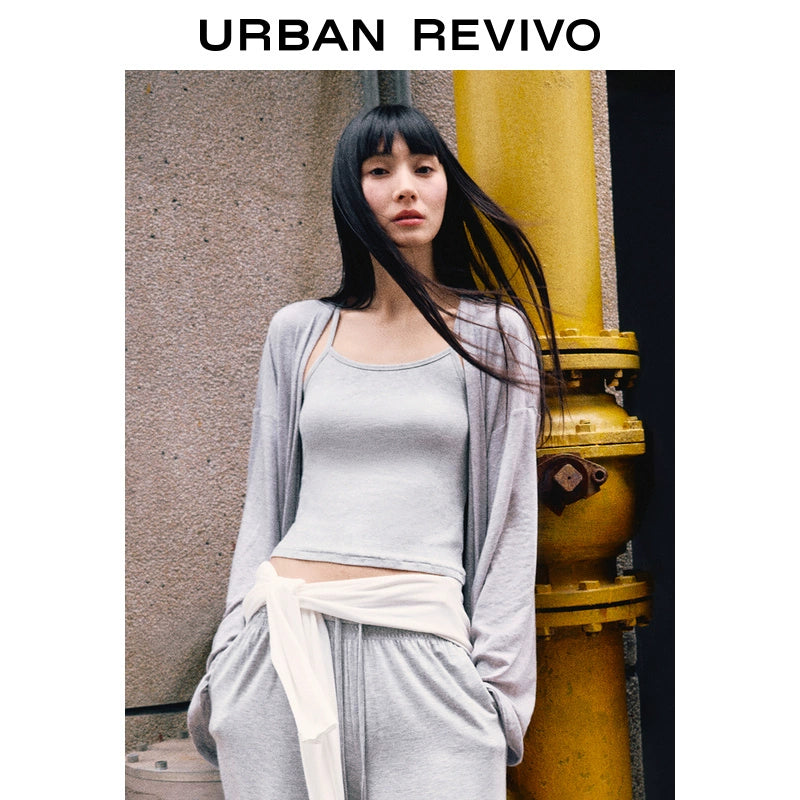 URBAN REVIVO Casual Basic Versatile Solid Color Slim-fit Vest