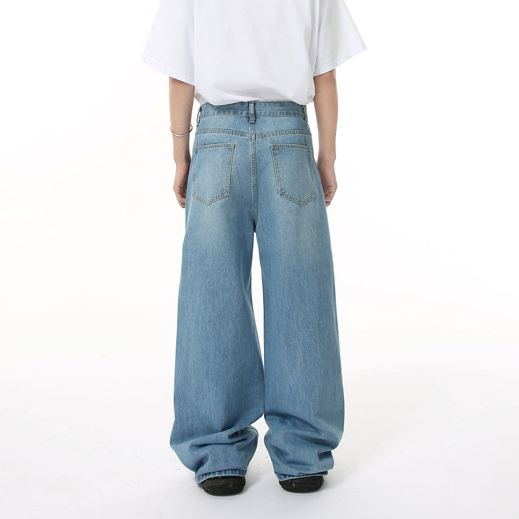 MTLCLOTHES Wide-leg Drape Straight Mopping Jeans