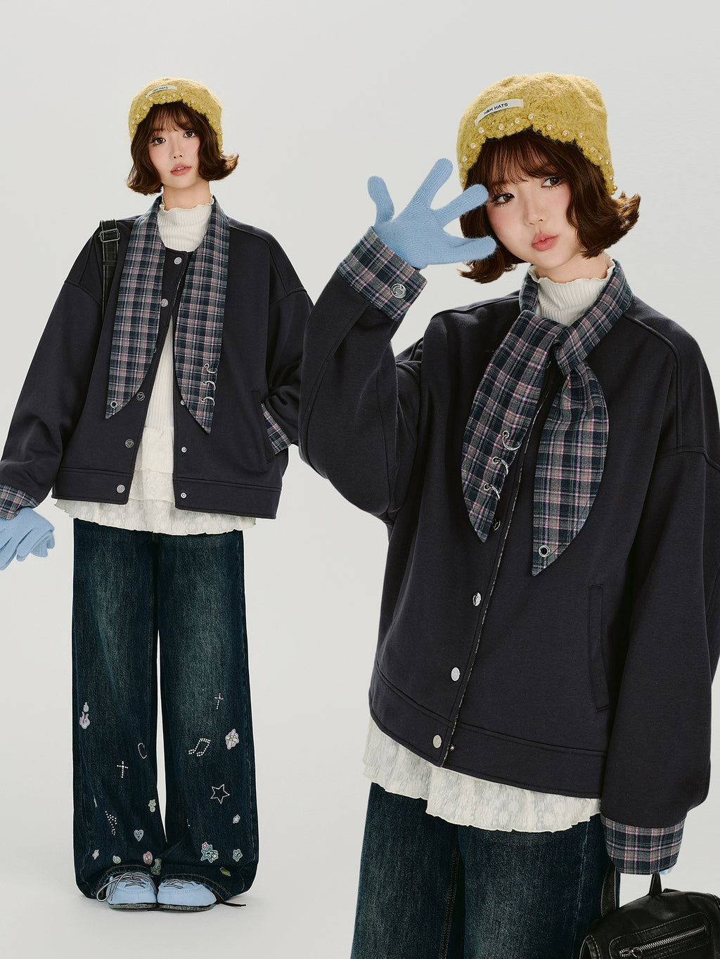 Girlyhalo Fleece Fake Two-piece Sweater